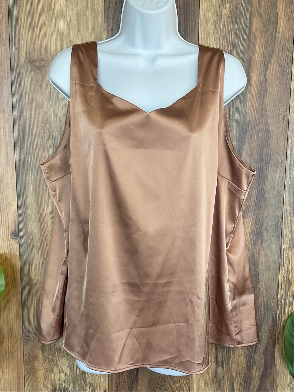Satin Scoop Neck Camisole Tank Top XXL W489